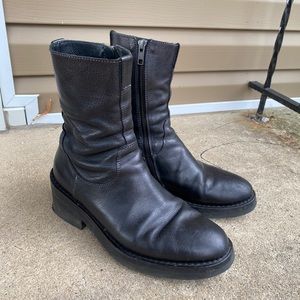ANN DEMEULEMEESTER Black Leather Boots sz 37.5/7.5